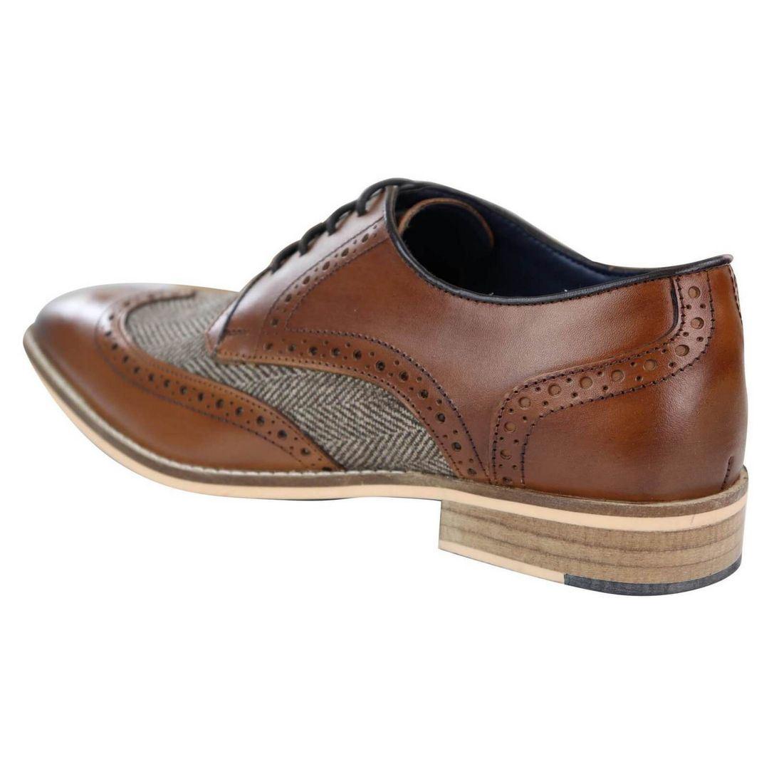 Leandro – Brogue Uomo in Pelle e Tweed Stile Gatsby Peaky Blinders