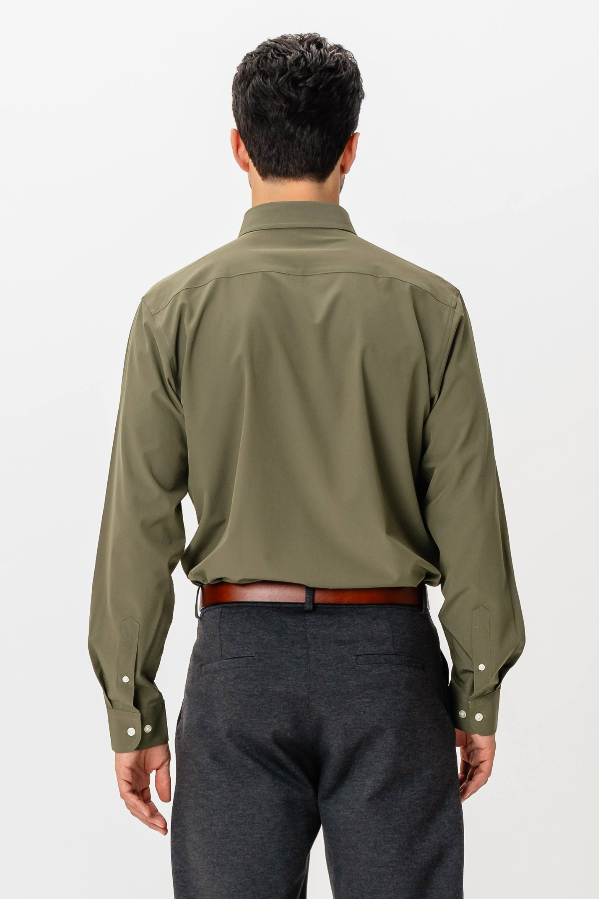 Leandro - Camicia Uomo Verde Oliva Elegante Casual