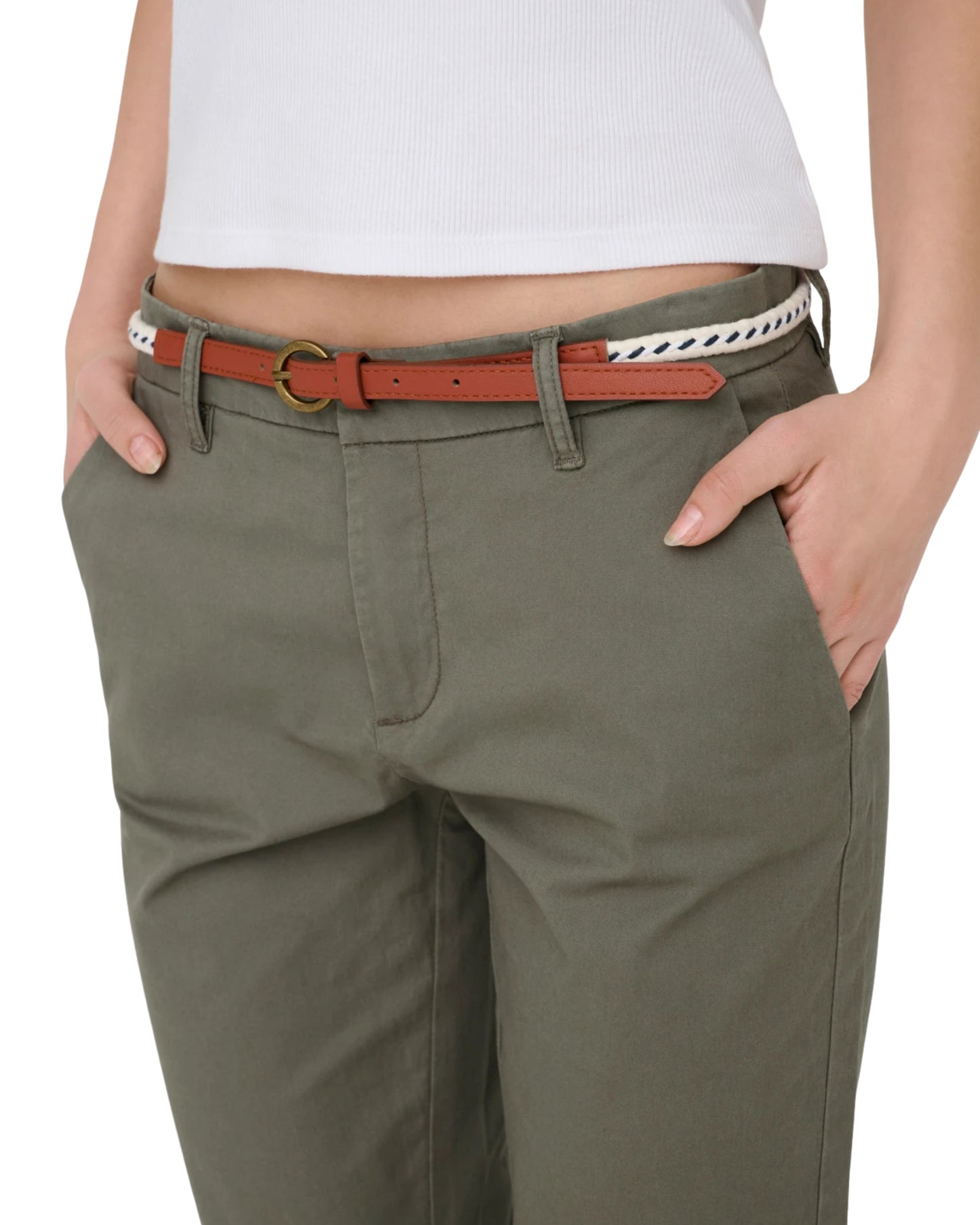 Pompeia - Pantaloni Regular Fit Donna Verde Moderni Essenziali