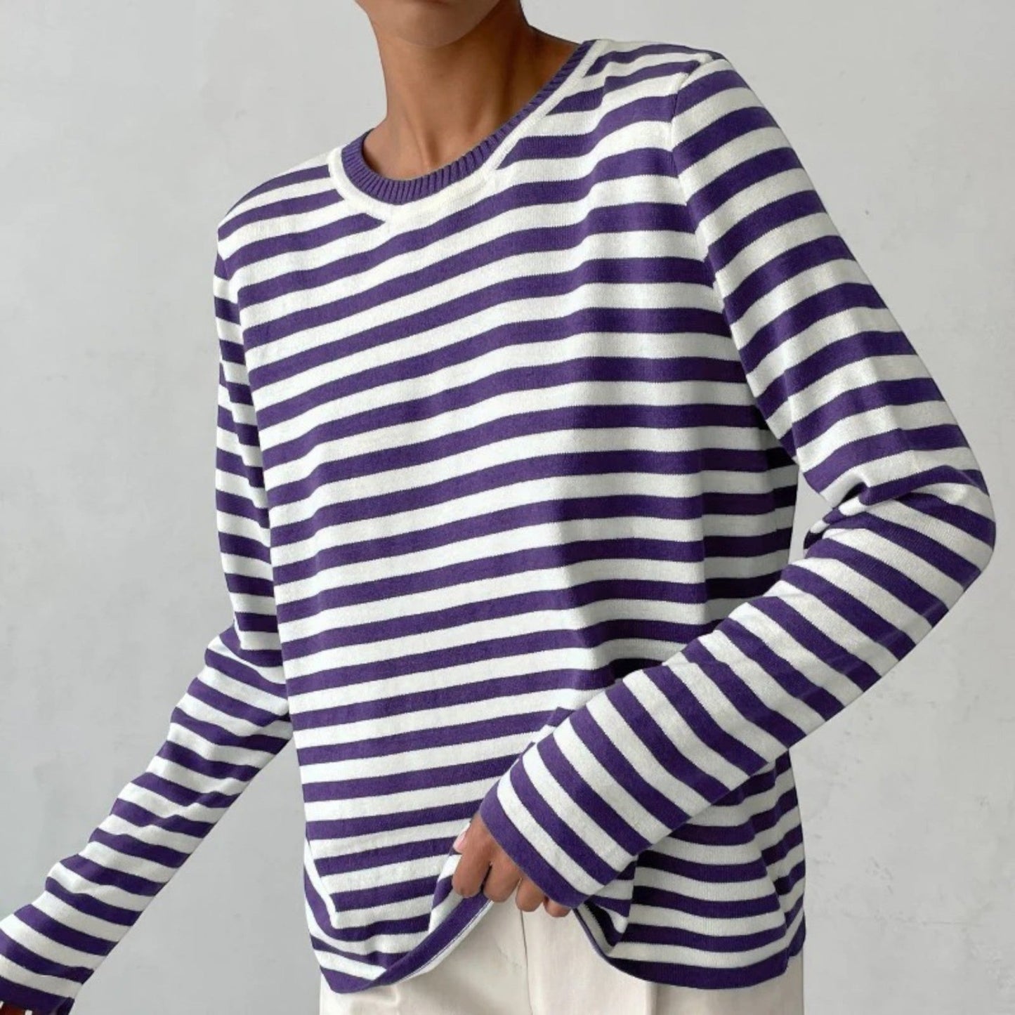 Umbra – Maglietta Classica a Righe Maniche Lunghe Donna