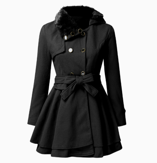 Eva - Cappotto slim monocromo con revers elegante