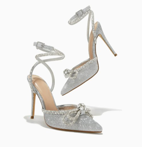 Huberta - Tacchi Spillo Lucidi Strass Fiocco Donna Glamour
