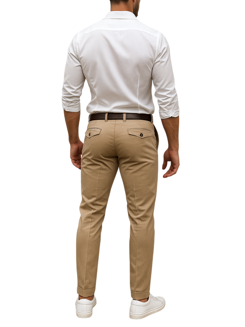 Riccardo - Pantaloni Uomo Con Pinces Beige Eleganti