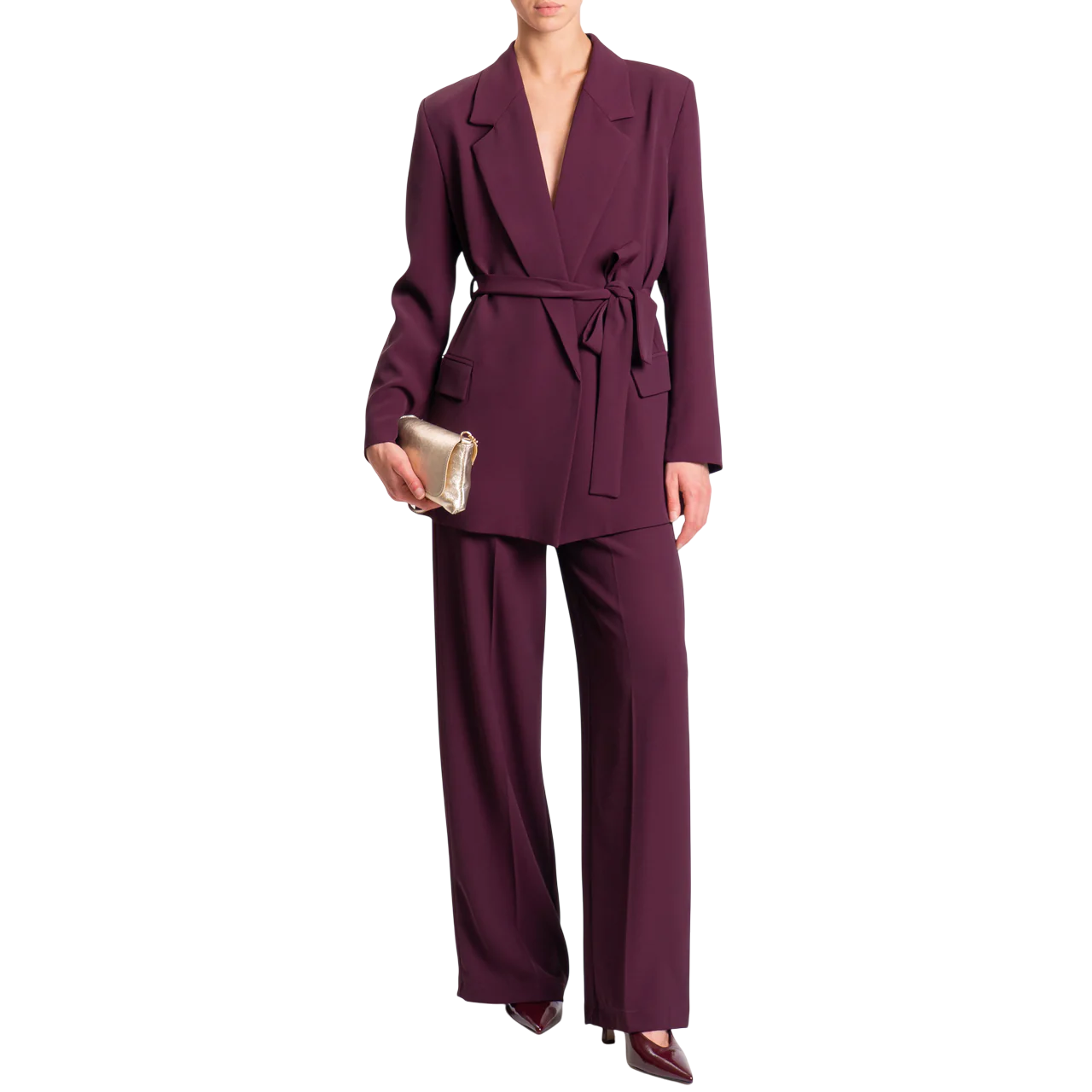 Renilde - Blazer Vicolo Con Cintura Prugna Elegante