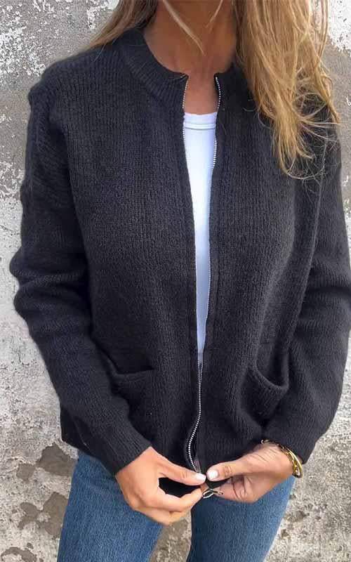 Loriana - Cardigan Donna in Cotone con Zip Leggero e Versatile