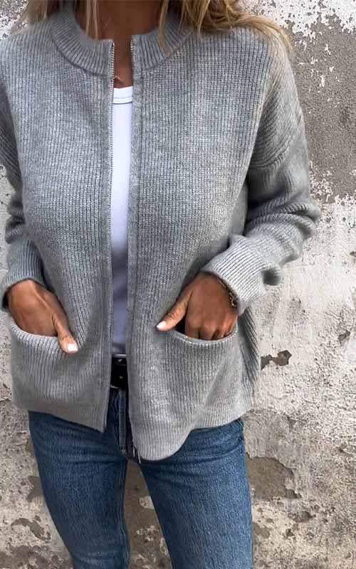 Loriana - Cardigan Donna in Cotone con Zip Leggero e Versatile