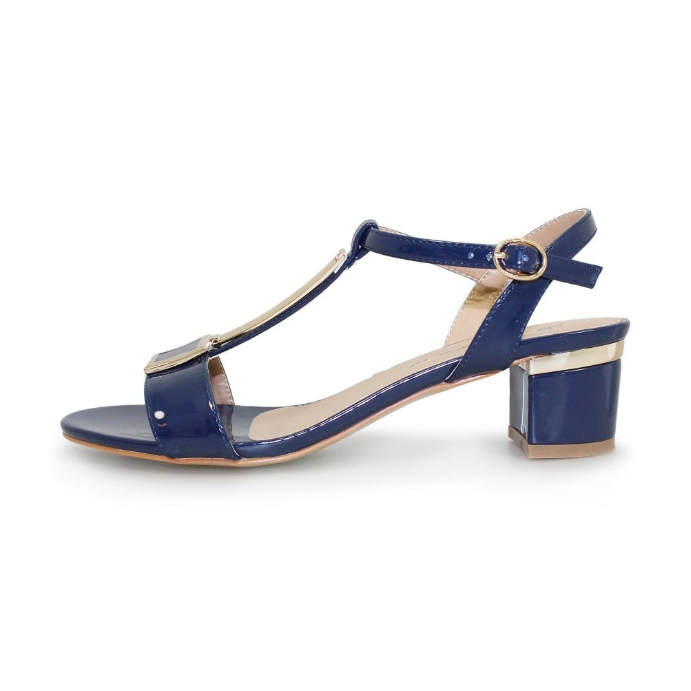 Prisca - Sandali donna occasione navy lucido cerimonia
