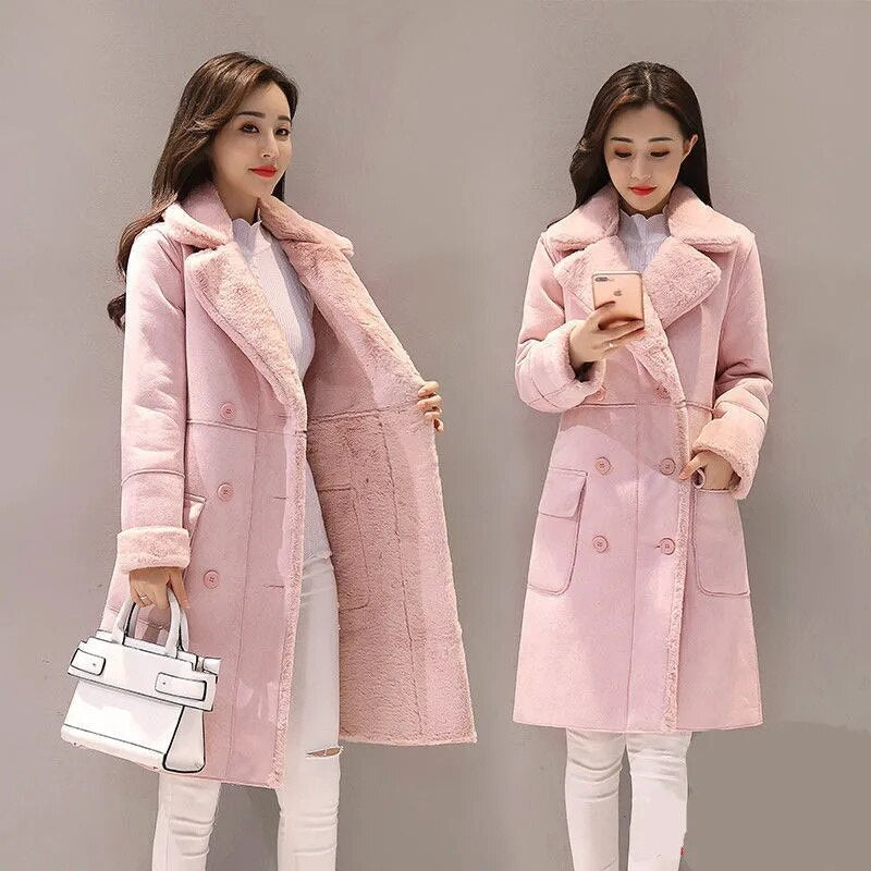 Dalia – Cappotto Donna in Spesso Camoscio con Revers