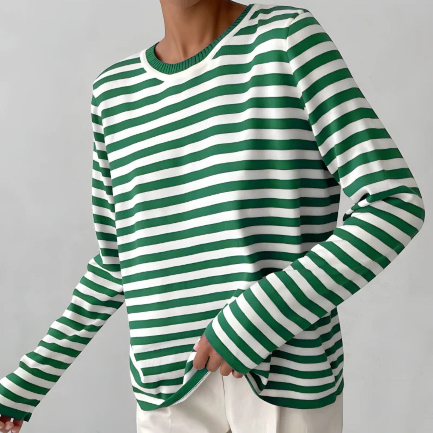 Umbra – Maglietta Classica a Righe Maniche Lunghe Donna