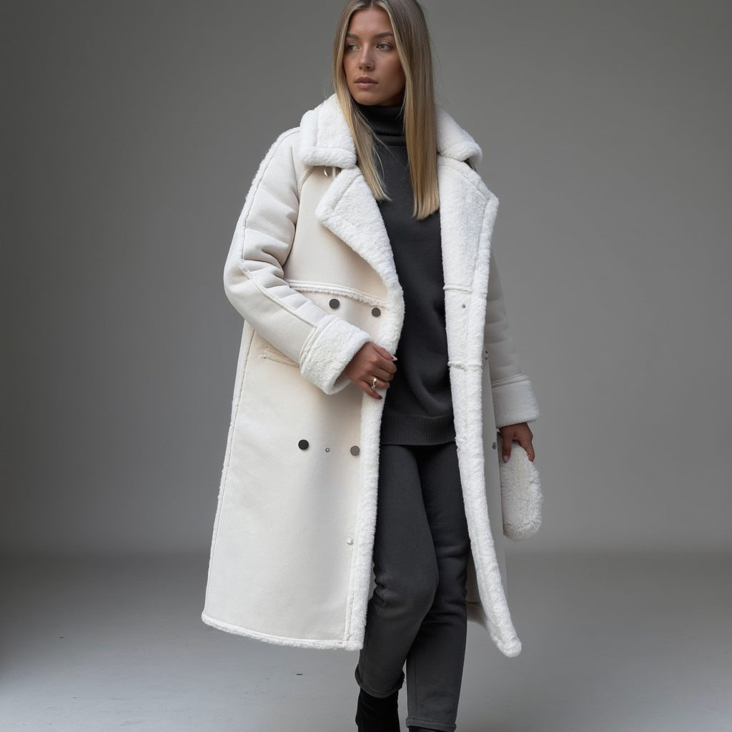 Emma - Cappotto invernale in morbida pelle scamosciata