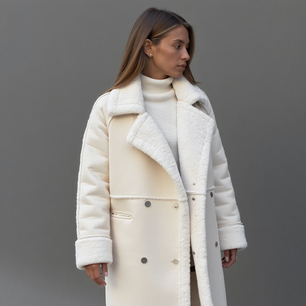 Emma - Cappotto invernale in morbida pelle scamosciata