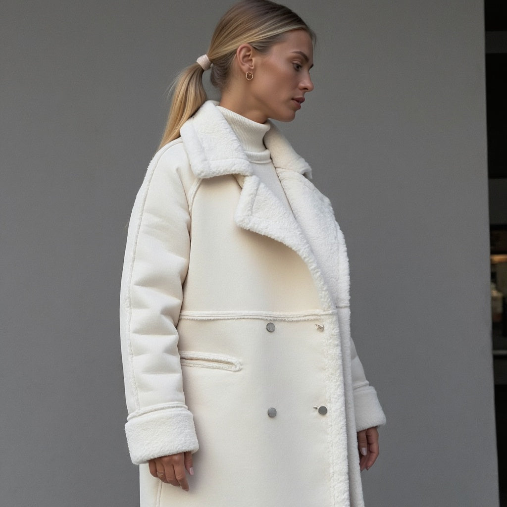 Emma - Cappotto invernale in morbida pelle scamosciata