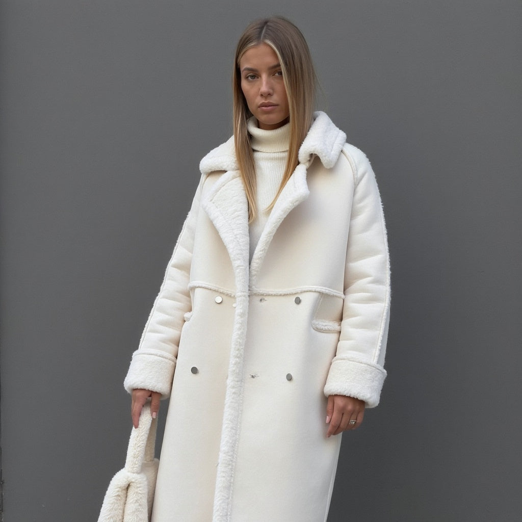 Emma - Cappotto invernale in morbida pelle scamosciata