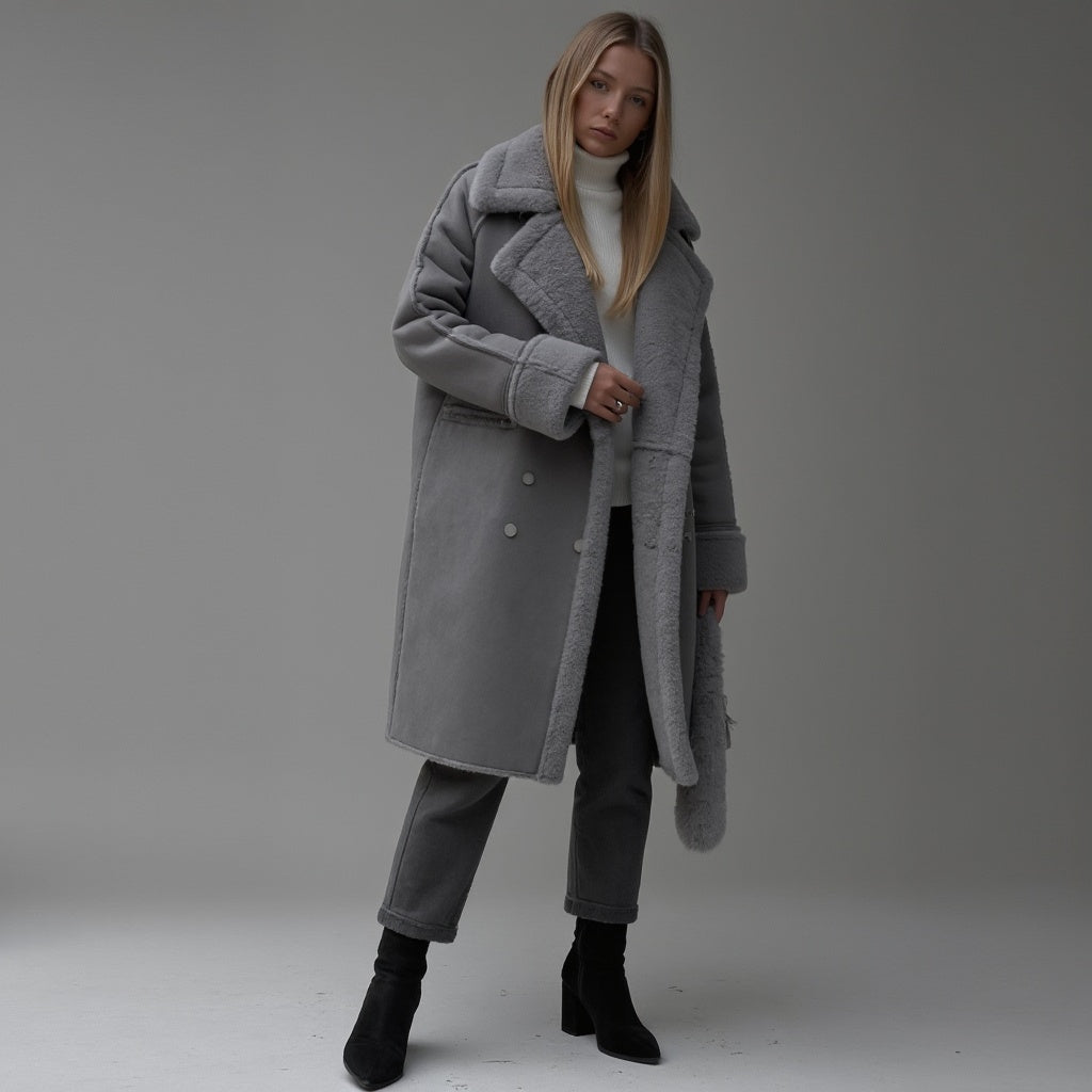 Emma - Cappotto invernale in morbida pelle scamosciata