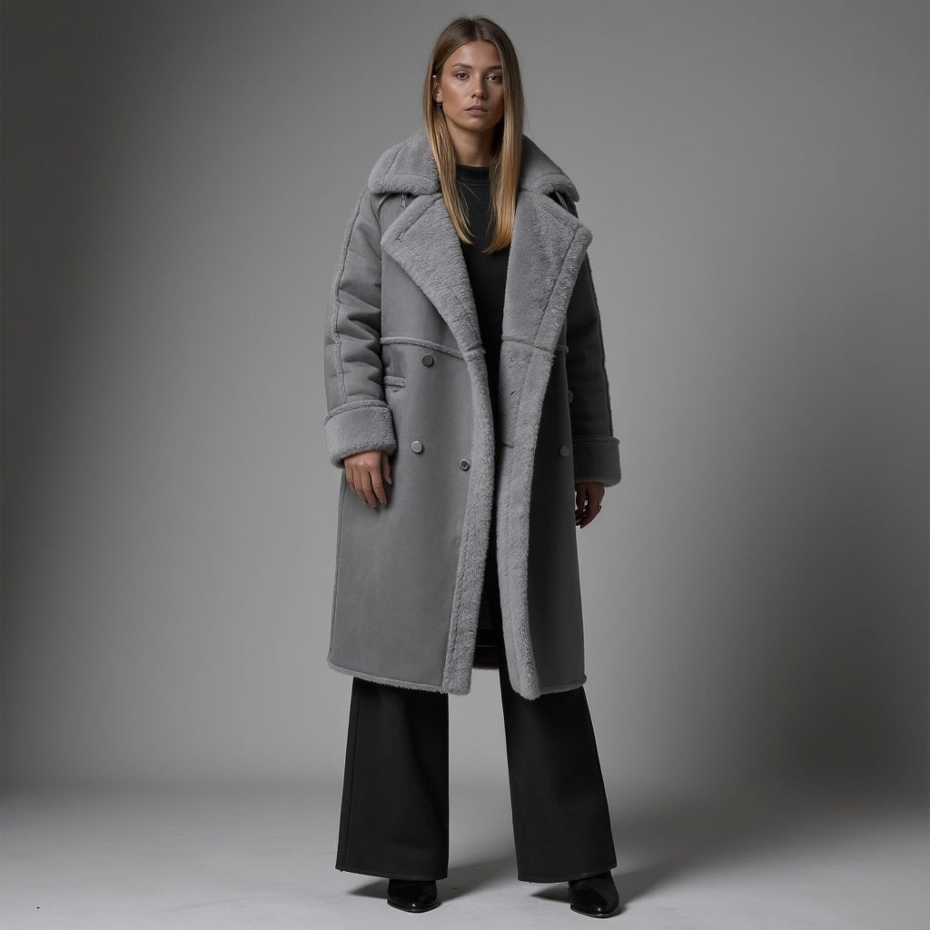 Emma - Cappotto invernale in morbida pelle scamosciata
