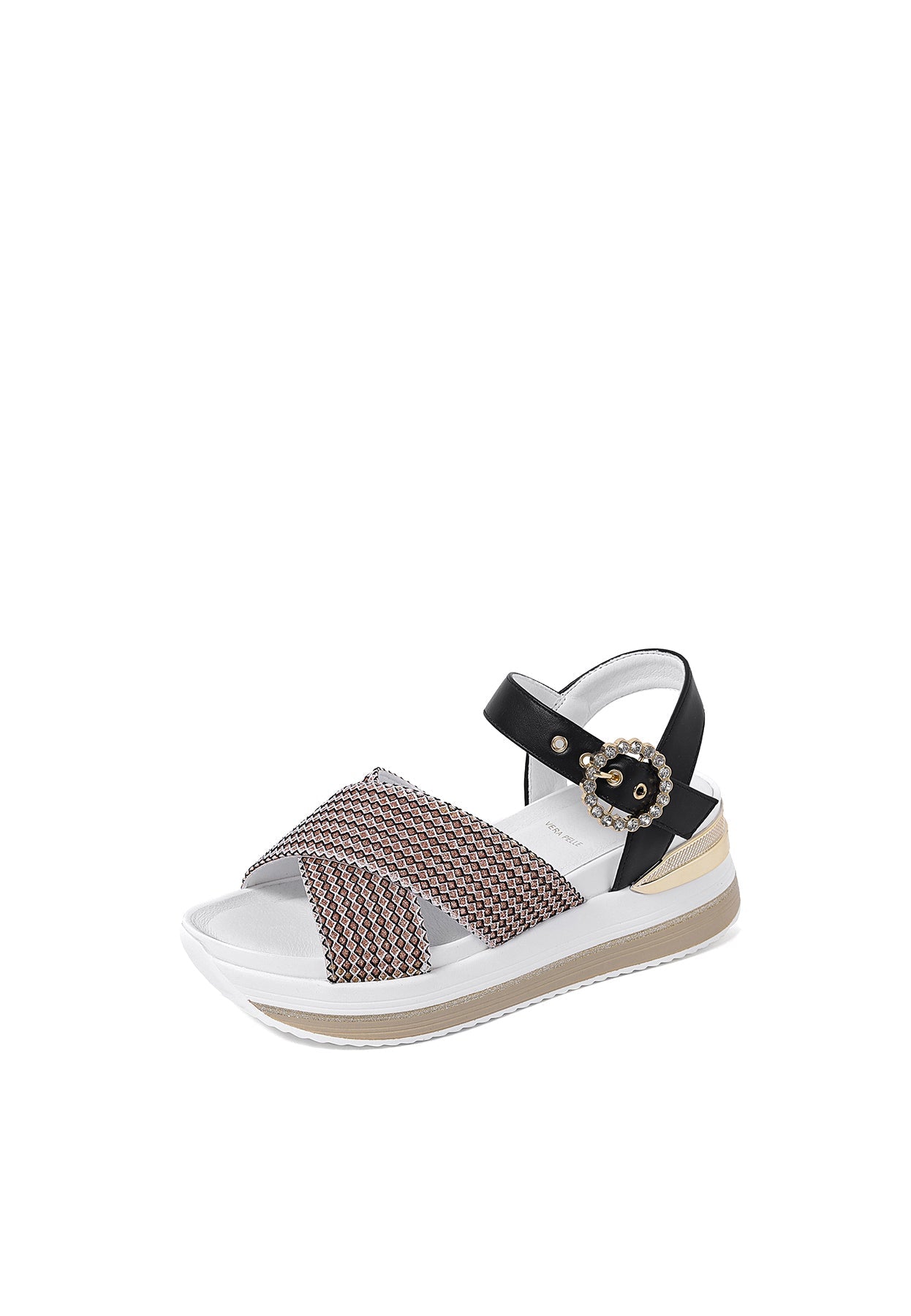 Renza - Sandali con zeppa plateau in ecopelle donna