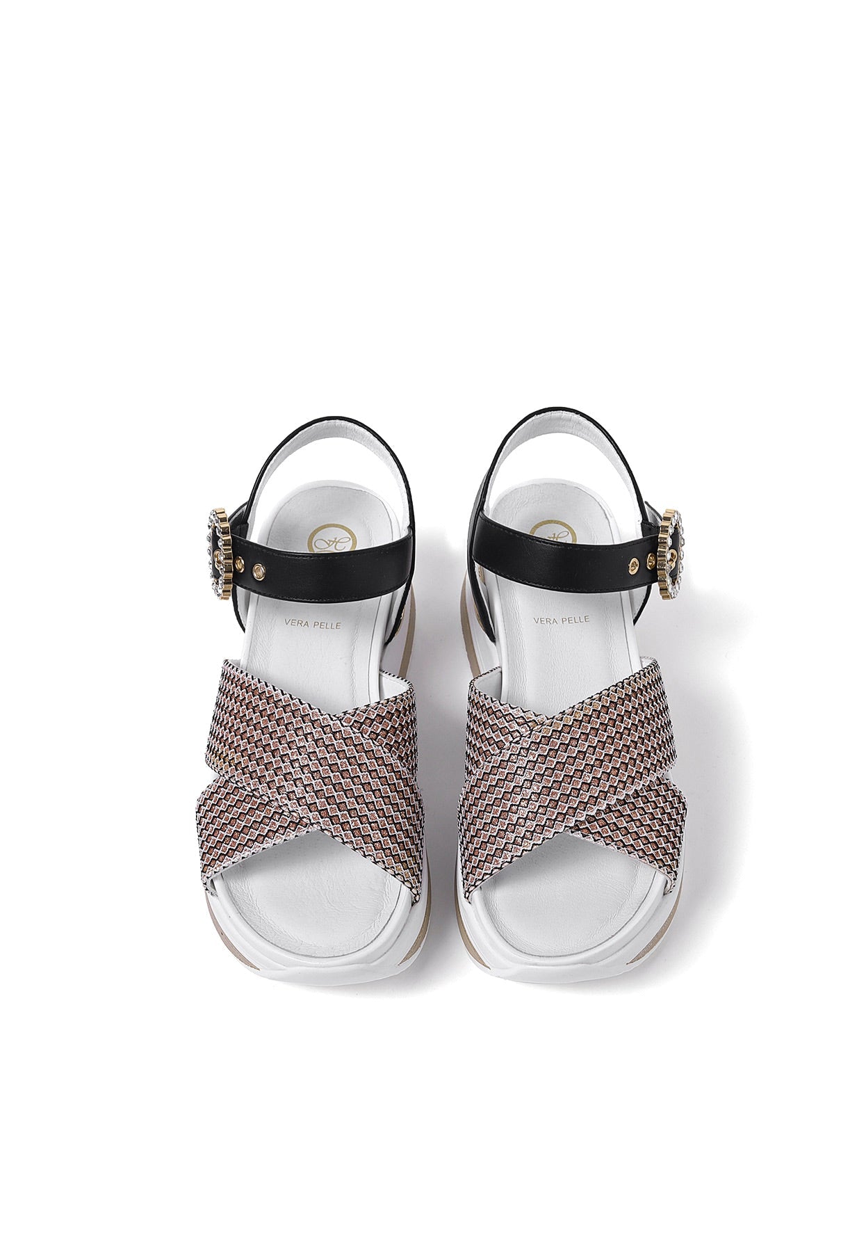 Renza - Sandali con zeppa plateau in ecopelle donna