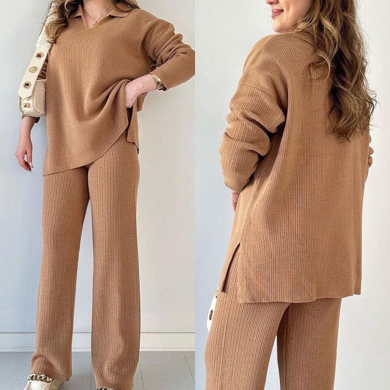 Irene – Completo Due Pezzi in Maglia Scollo a V