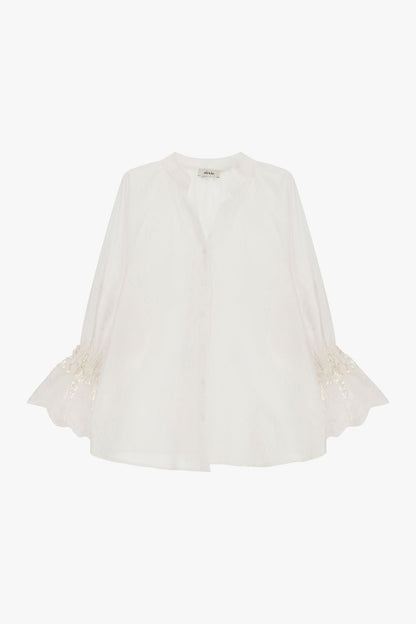 Jemma - Camicia Maniche Lunghe Dettagli Traforati Pizzo Donna