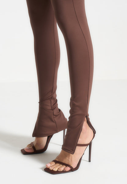 Rachele - Leggings vita alta marroni donna modellanti