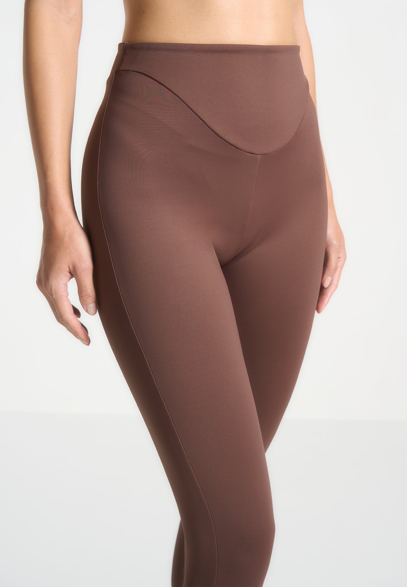 Rachele - Leggings vita alta marroni donna modellanti