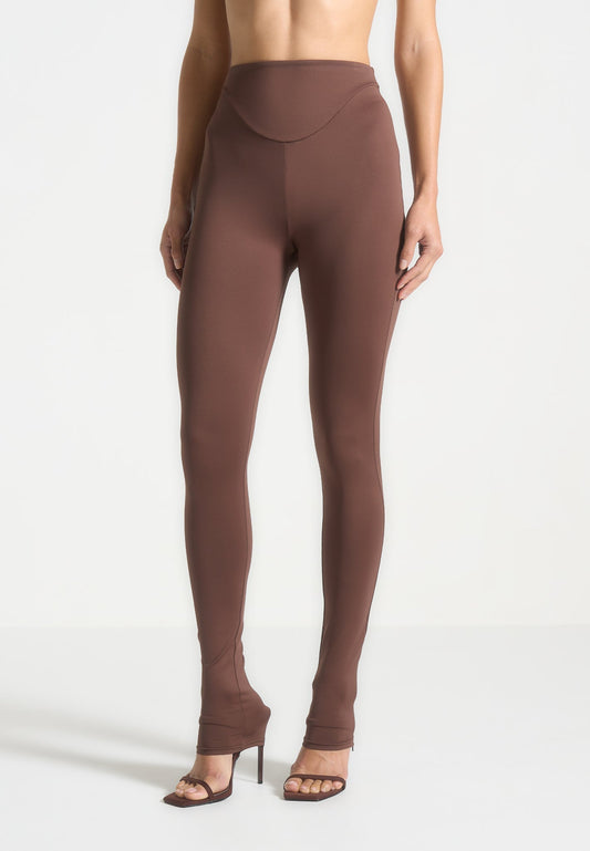 Rachele - Leggings vita alta marroni donna modellanti