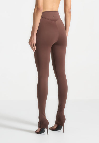 Rachele - Leggings vita alta marroni donna modellanti