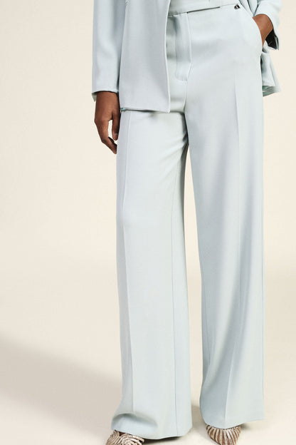 Iva - Pantaloni Gamba Ampia Vita Alta Tasche Donna