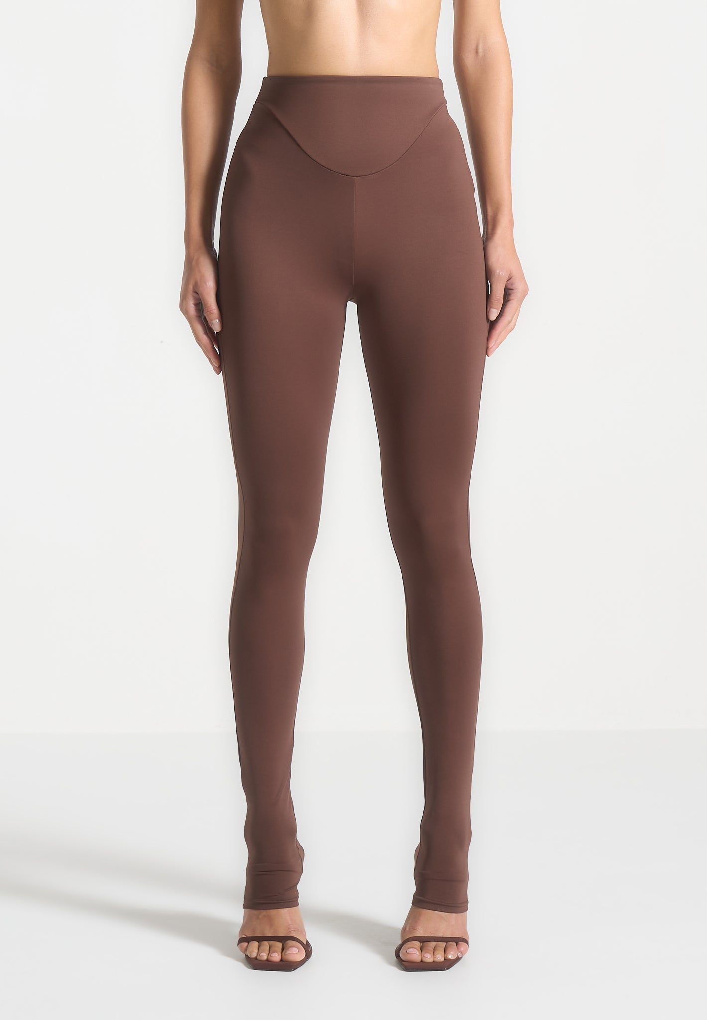 Rachele - Leggings vita alta marroni donna modellanti