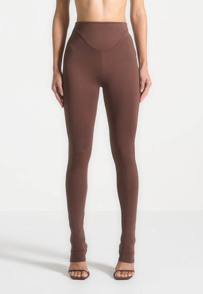 Rachele - Leggings vita alta marroni donna modellanti