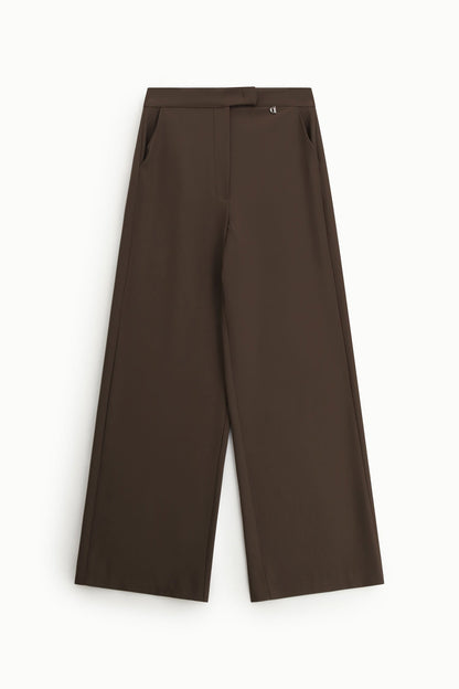 Iva - Pantaloni Gamba Ampia Vita Alta Tasche Donna
