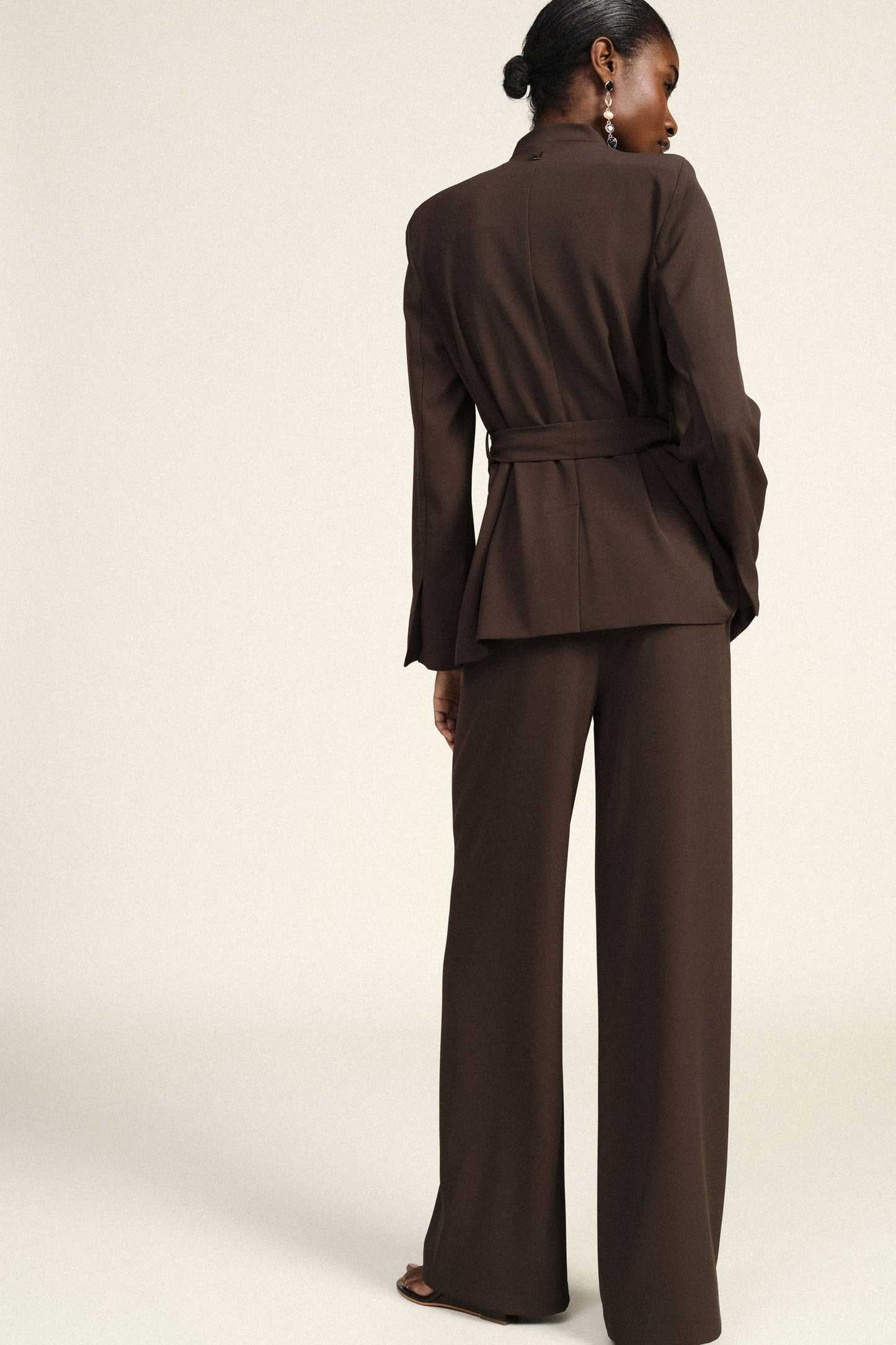 Iva - Pantaloni Gamba Ampia Vita Alta Tasche Donna