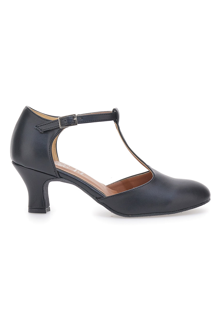 Milena - Scarpe da Ballo Nere Tomaia Liscia Tacco Basso Donna