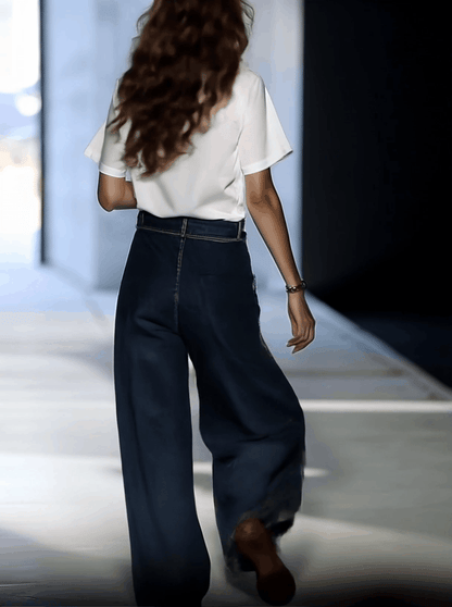 Tiziana - Jeans Donna Casual Loose con Tasche Multiple