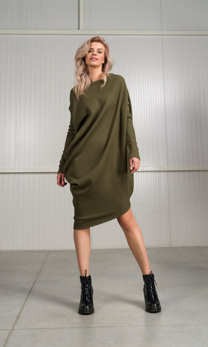 Quinora – Abito Tunica Asimmetrico Costine Donna Elegante