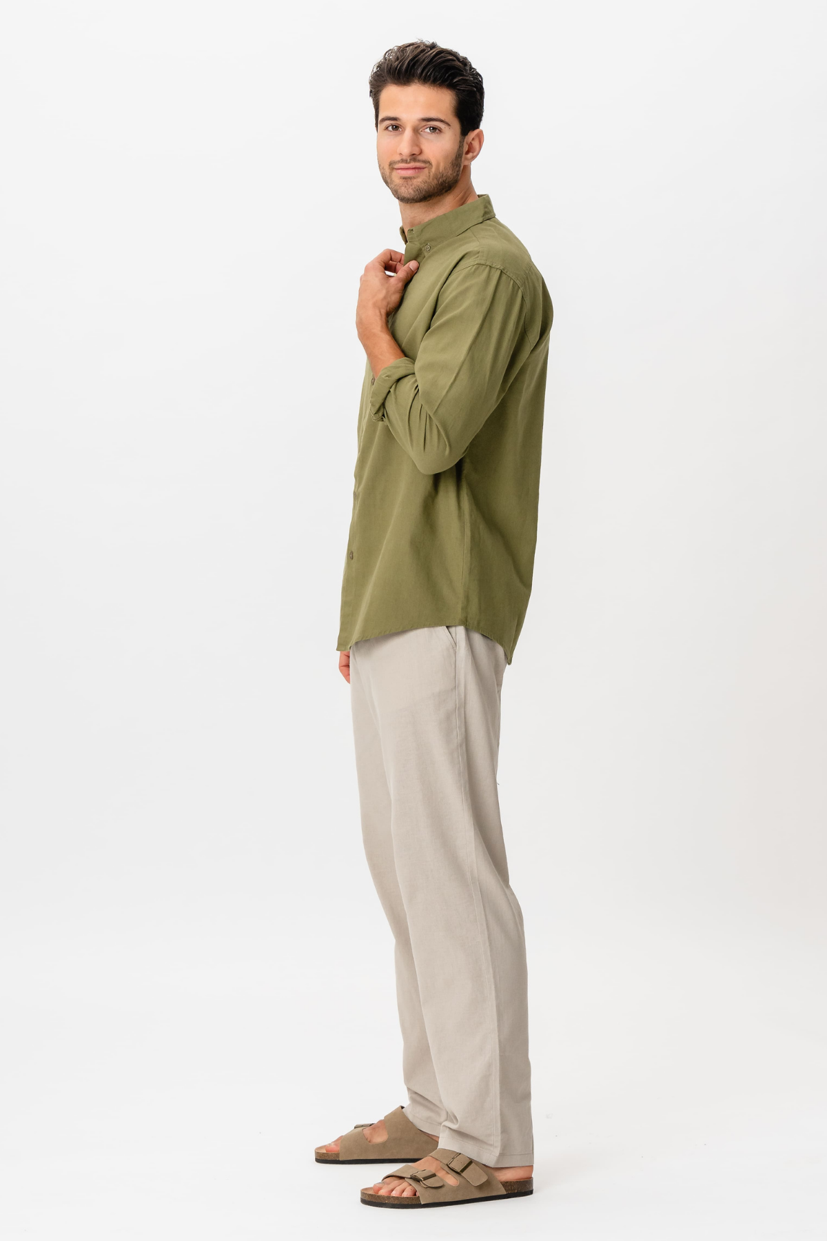 Regino - Camicia Uomo Verde Naturale Fresca Moderna