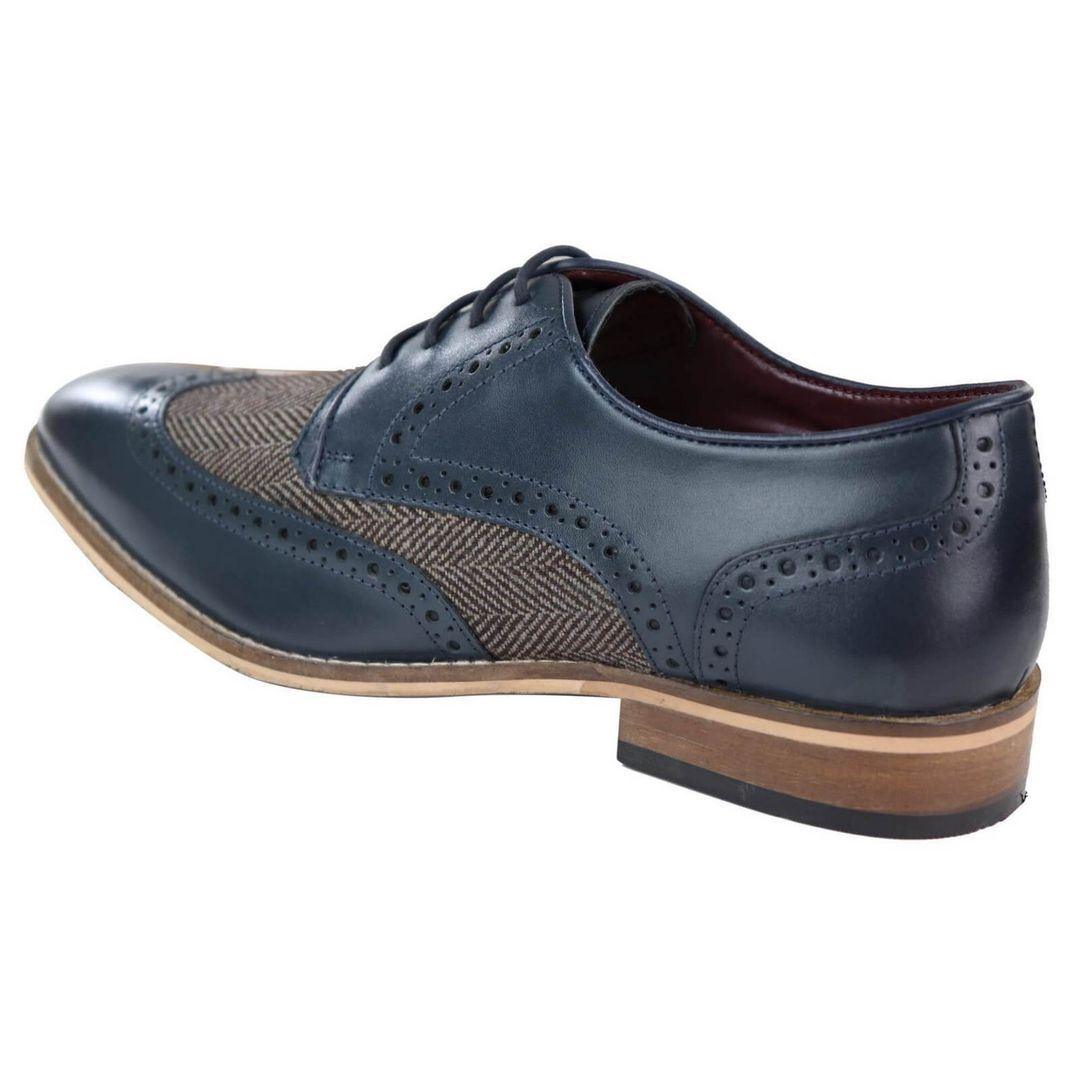 Leandro – Brogue Uomo in Pelle e Tweed Stile Gatsby Peaky Blinders