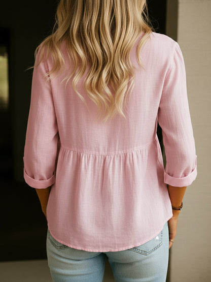 Federica – Camicia Con Scollo A V E Chiusura A Bottoni Classica