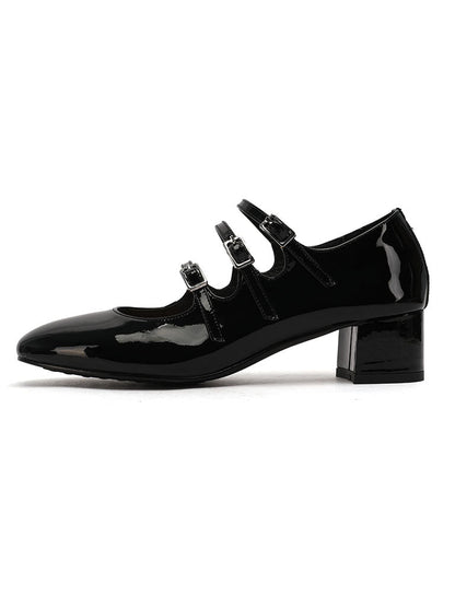 Diana – Mary Jane Donna Tacco Chunky Punta Quadrata in Pelle Vintage