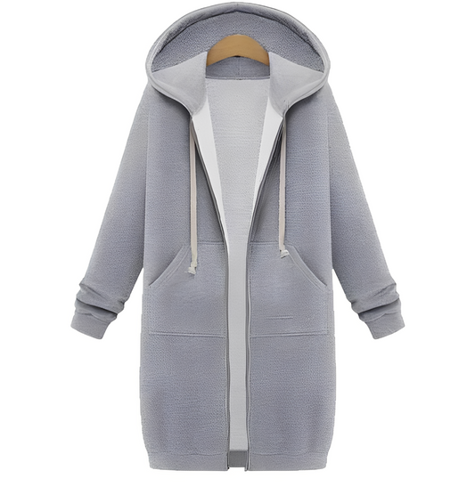 Floriana - Giacca lunga al ginocchio con cappuccio spessa e casual