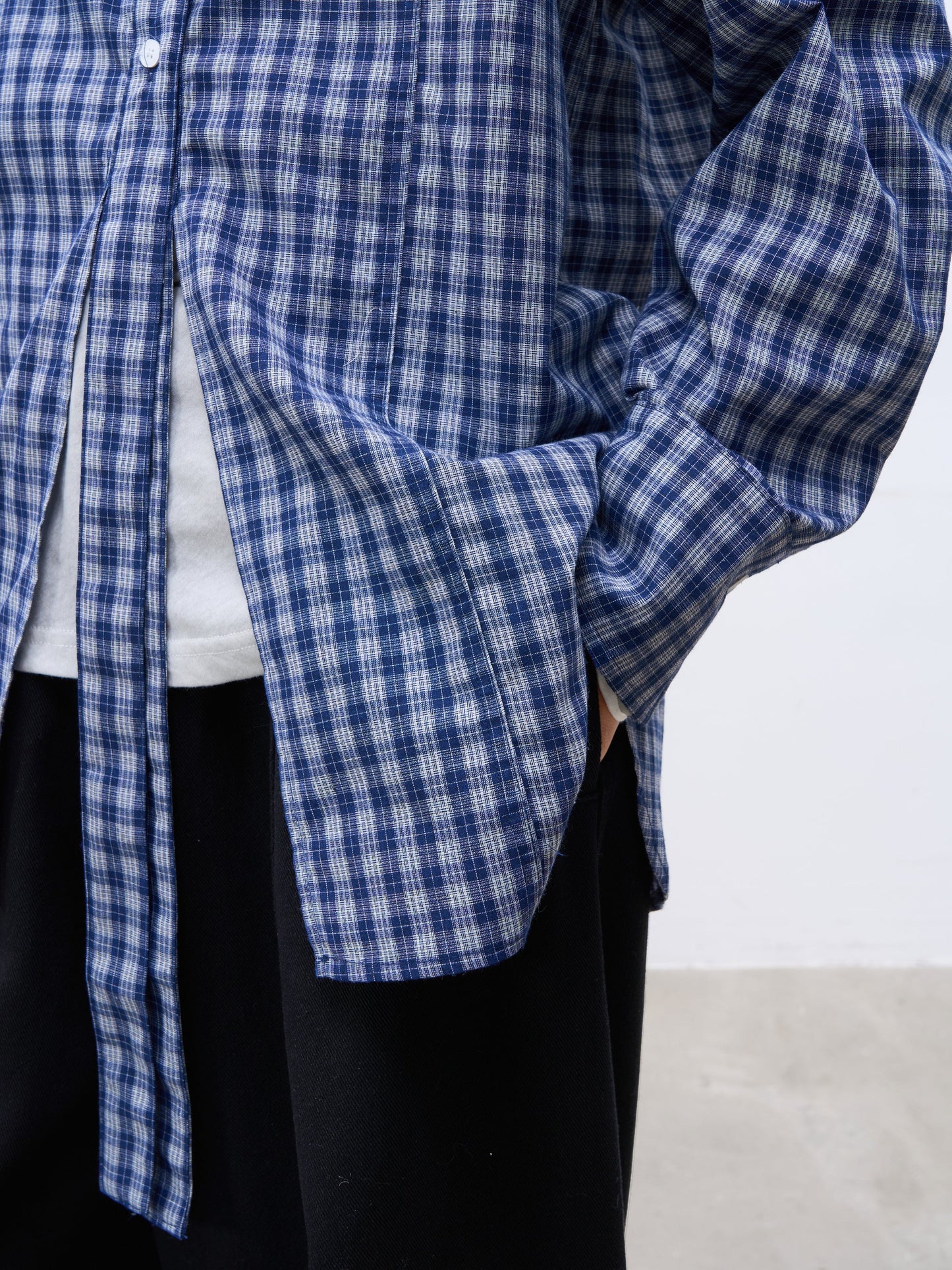 Quirita - Camicia Retro Blu White Plaid Donna