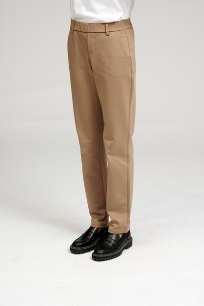 Quinella - Pantaloni Donna Beige Scuro Eleganti Moderni Versatili