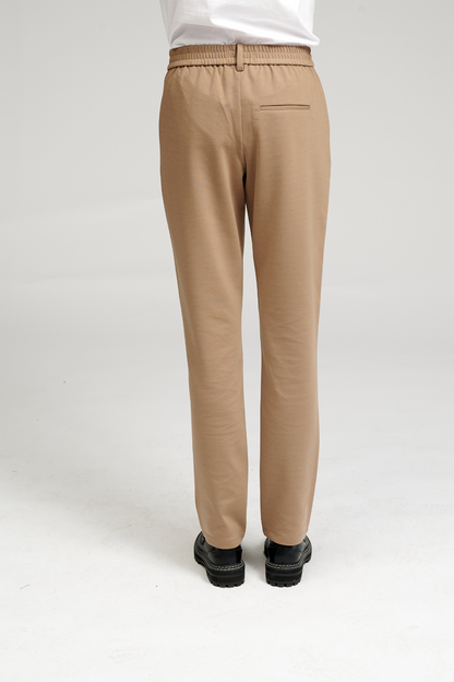 Quinella - Pantaloni Donna Beige Scuro Eleganti Moderni Versatili