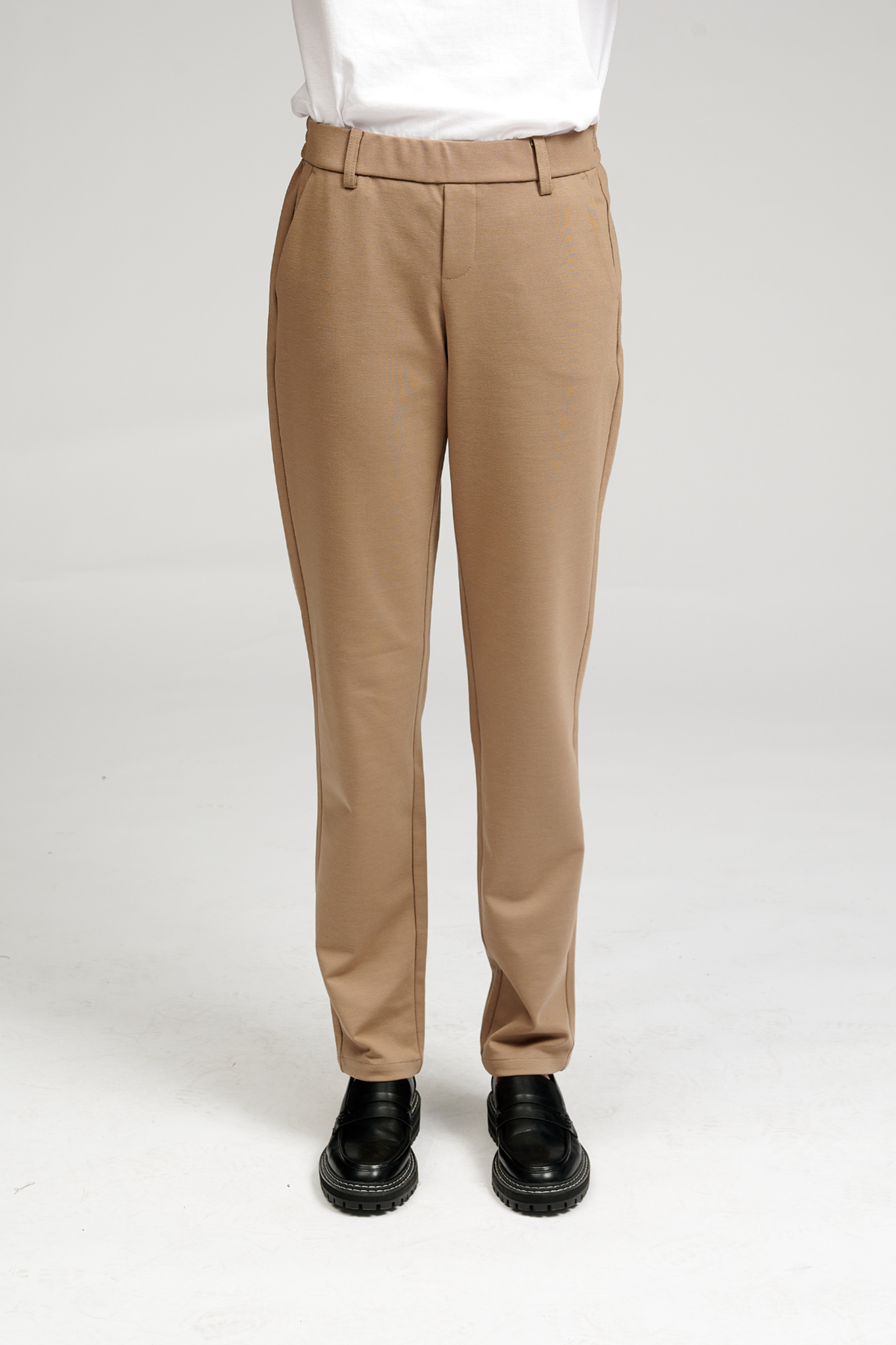 Quinella - Pantaloni Donna Beige Scuro Eleganti Moderni Versatili
