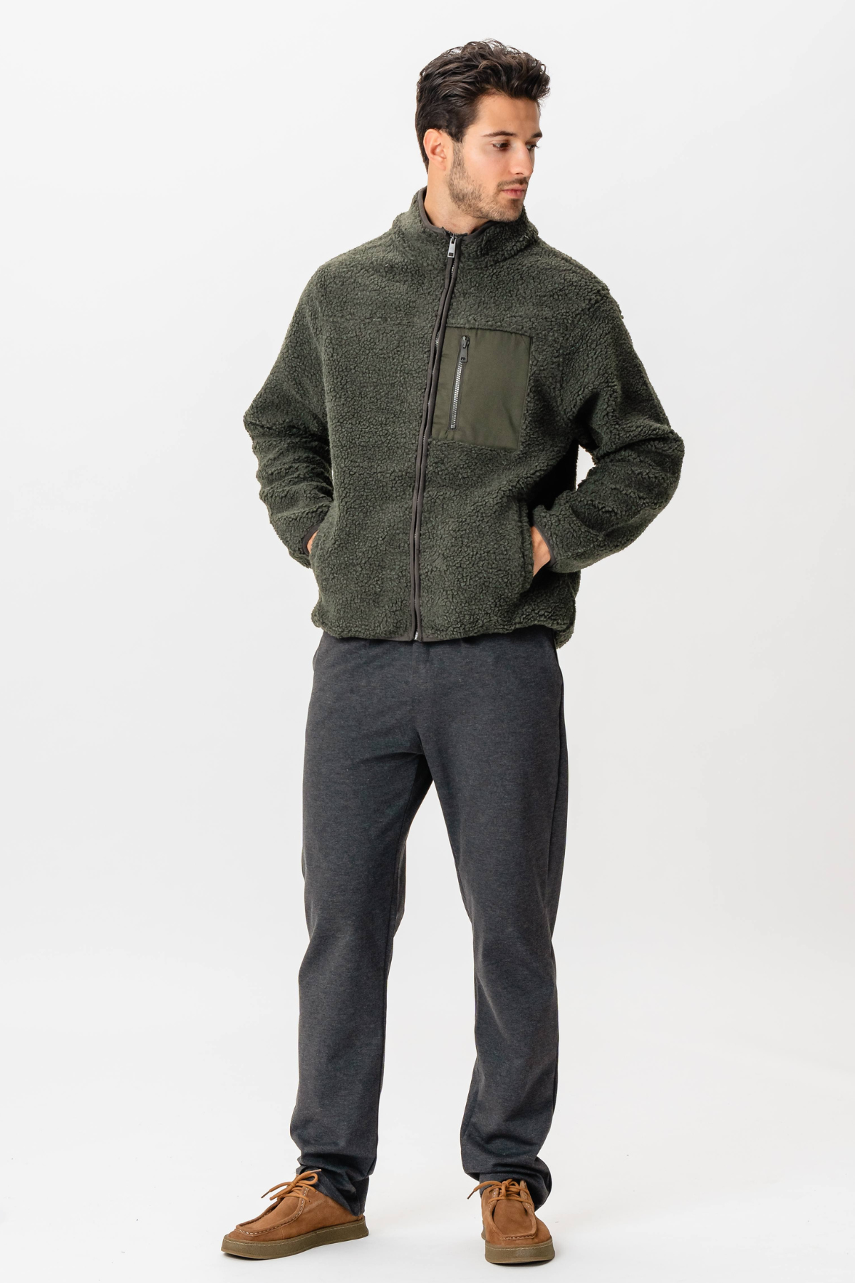 Loris - Giacca Uomo Oliva Scura Stile Casual