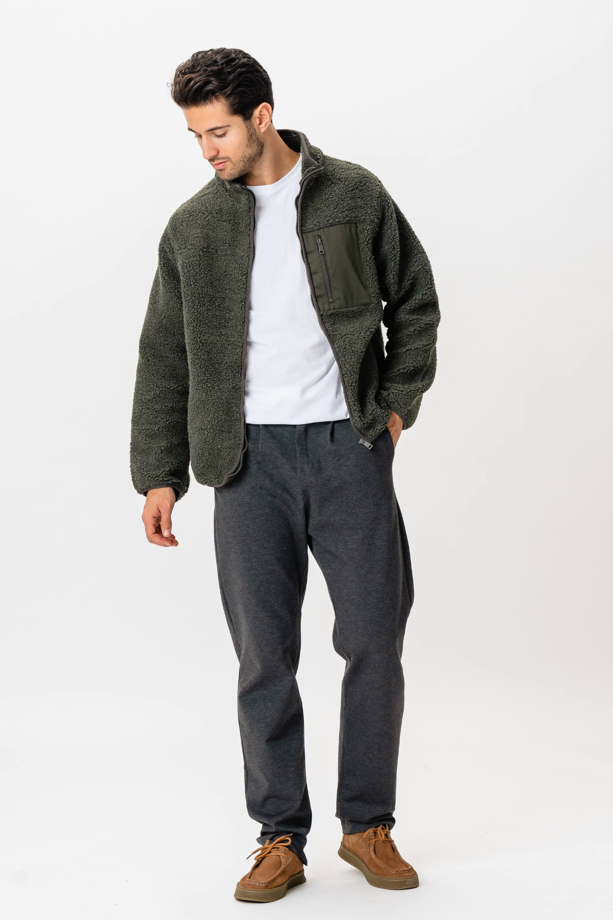 Loris - Giacca Uomo Oliva Scura Stile Casual