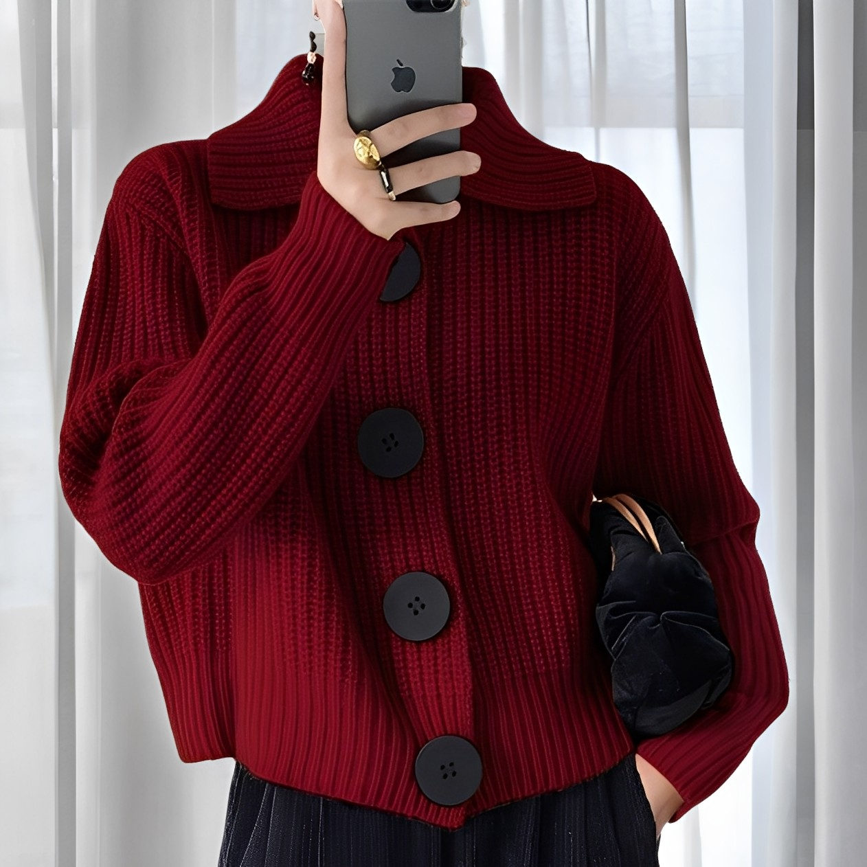 Flavia - Cardigan elegante con grandi bottoni per donna