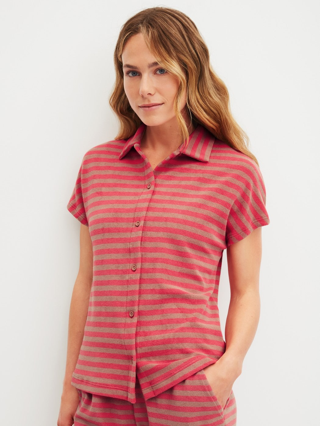 Albina - Camicia Donna Maniche Corte in Spugna