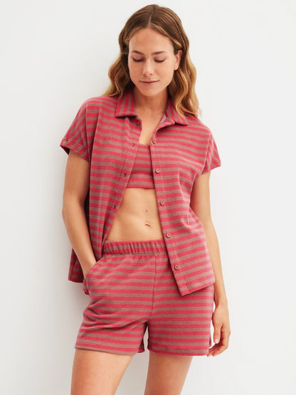 Albina - Camicia Donna Maniche Corte in Spugna