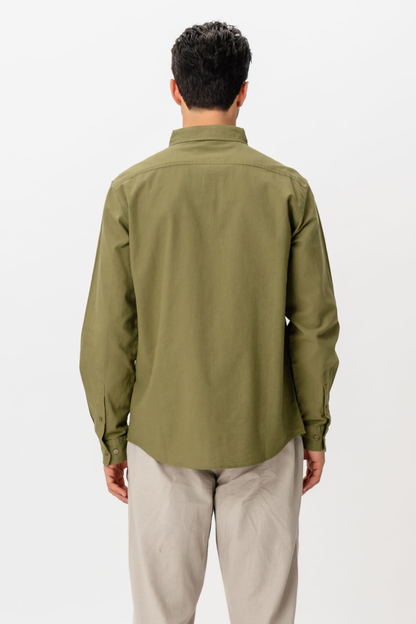 Regino - Camicia Uomo Verde Naturale Fresca Moderna